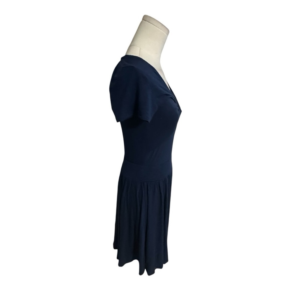 DOLAN T-Shirt Navy Blue Dress Anthropologie Twist V Neck Casual Stretchy Size S - Picture 4 of 5